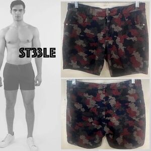 Steele Stretch Shorts 28" waist 5" inseam Gently worn 64% rayon/30% polyester